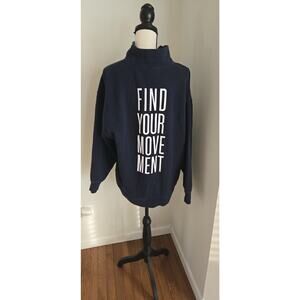 Athleta Forever Fleece 1/4 Zip Sweatshirt L Large Navy Logo Sport Comfort